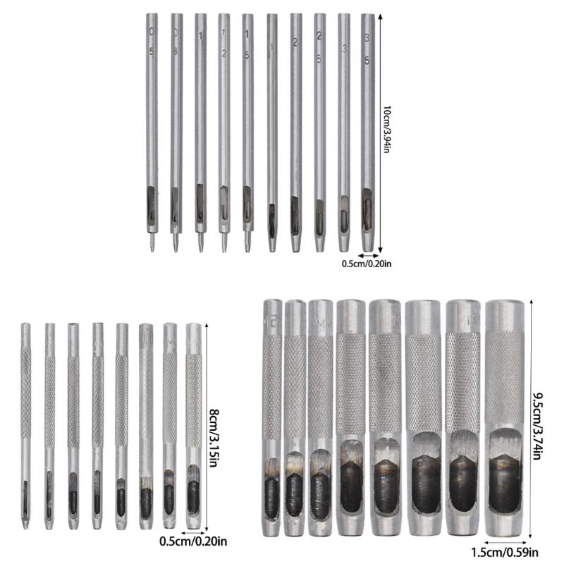 Punch Tool Set Stainless Steel Hole Punch Set Round Hole Punch Cutter 1-13mm Hollow Punch Set for Leather Watch Straps