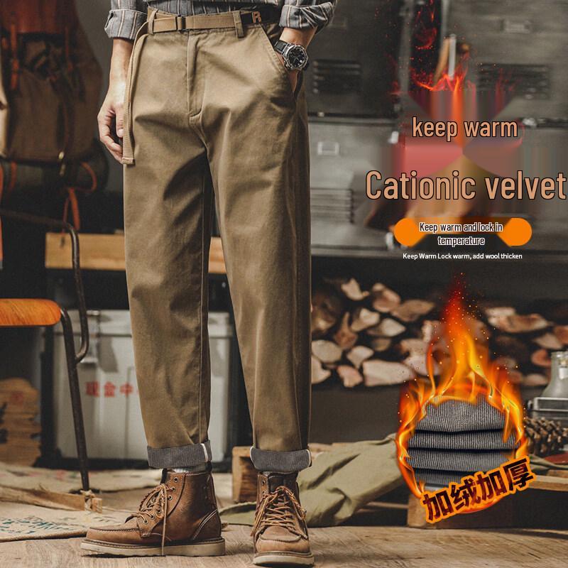 Jie Leinuo Men's American Retro Straight Fit Casual Workwear Pants