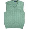 Gilet da uomo Polo SS26 con logo ricamato, lavorazione a trecce, in cotone, scollo a V, gilet da uomo 710766173-010