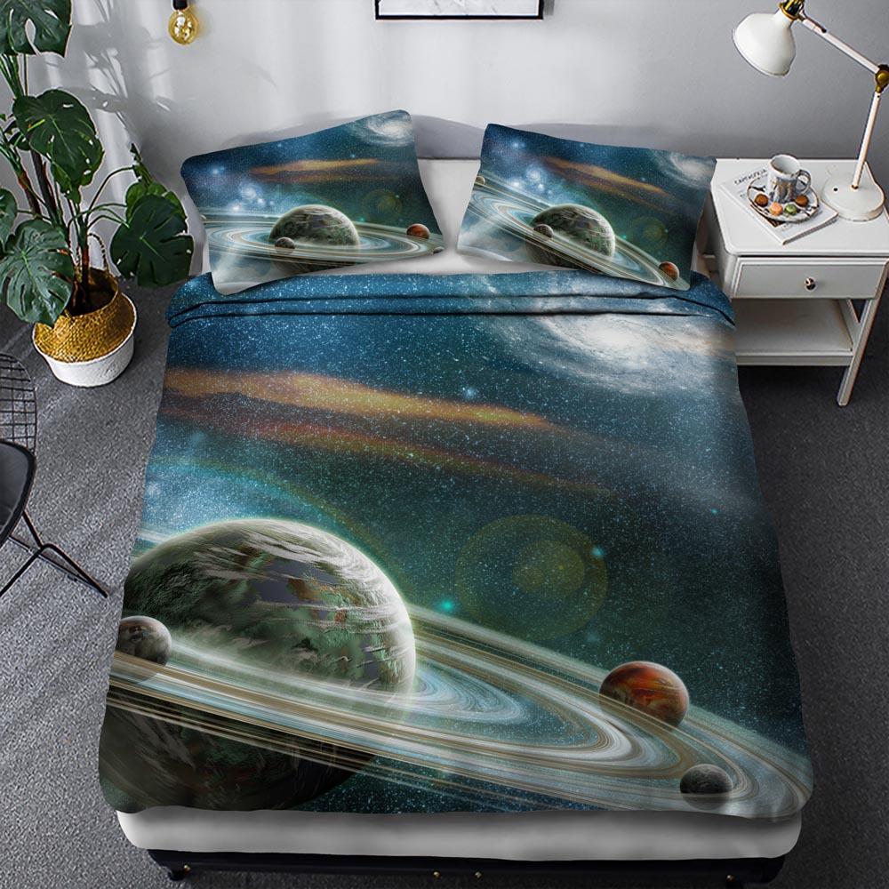 3D Digital Printing Space Star Ebay Three-piece Quilt Cover Pillowcase