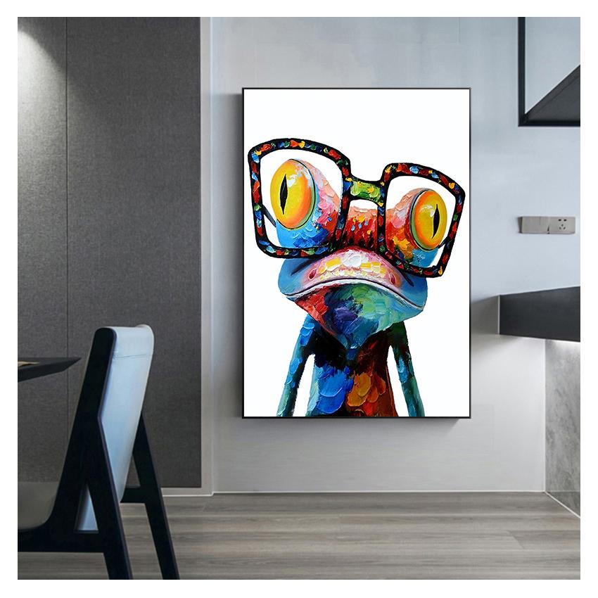 Paintings Abstract Animals Posters and Prints On Canvas Wall Art Picture for Living Room Decor Cute Frog Graffiti Art Canvas