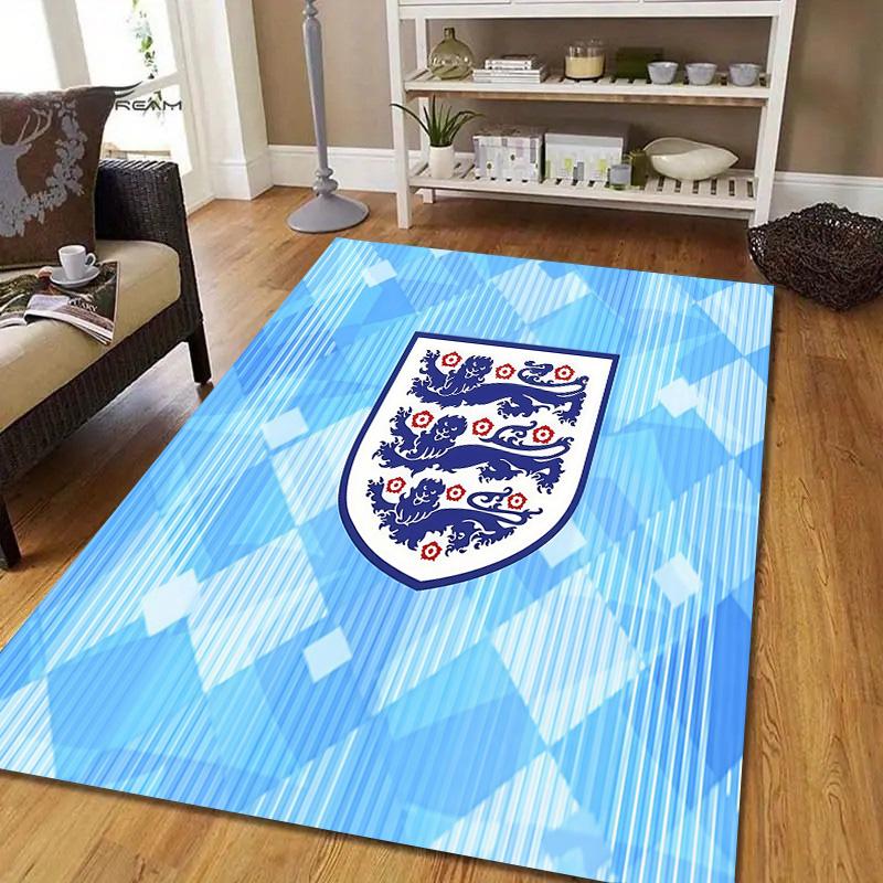 England National Men's Football Team Flannel Pattern Square Carpet,Area Rug,Carpet Rug for Living Room Bedroom Sofa Playroom Decor,Non-slip Floor Mat