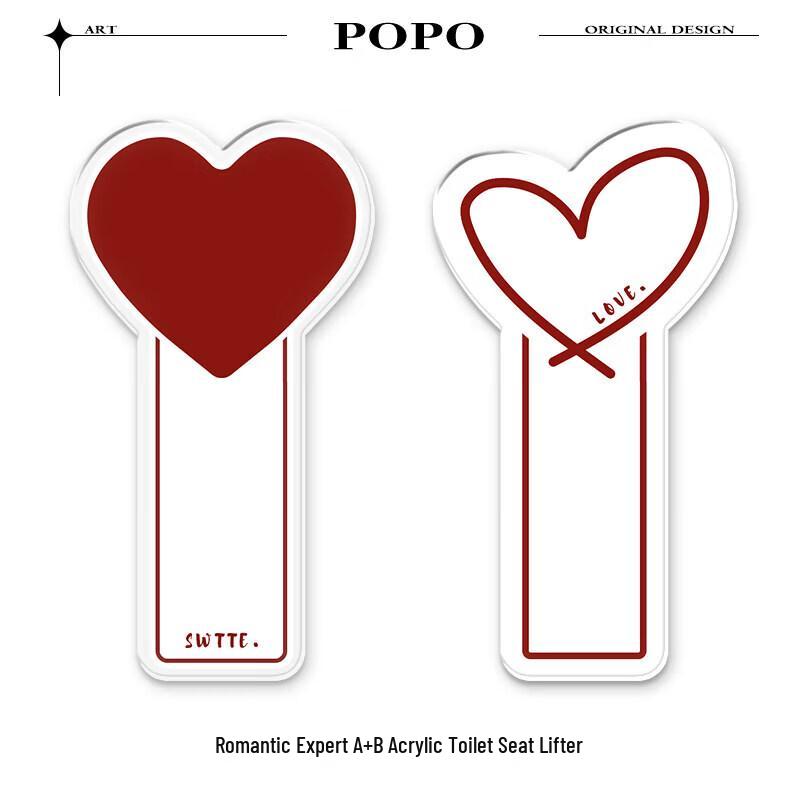Heart-Shaped Universal Toilet Flush Button and Lid Lifter