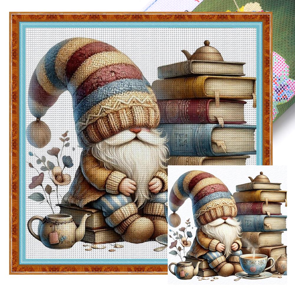 Full Embroidery Eco-cotton Thread 11CT Printed Coffee Gnome Cross Stitch Kit Art