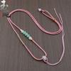 Handwoven Adjustable Jade Pendant Lanyard Necklace - Thin Gold Rope Style