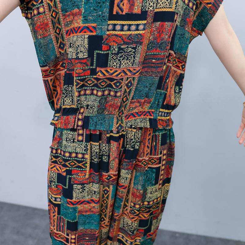 Plus Size Two Piece Sets Female Loose Elegant Pants and Blouse Set