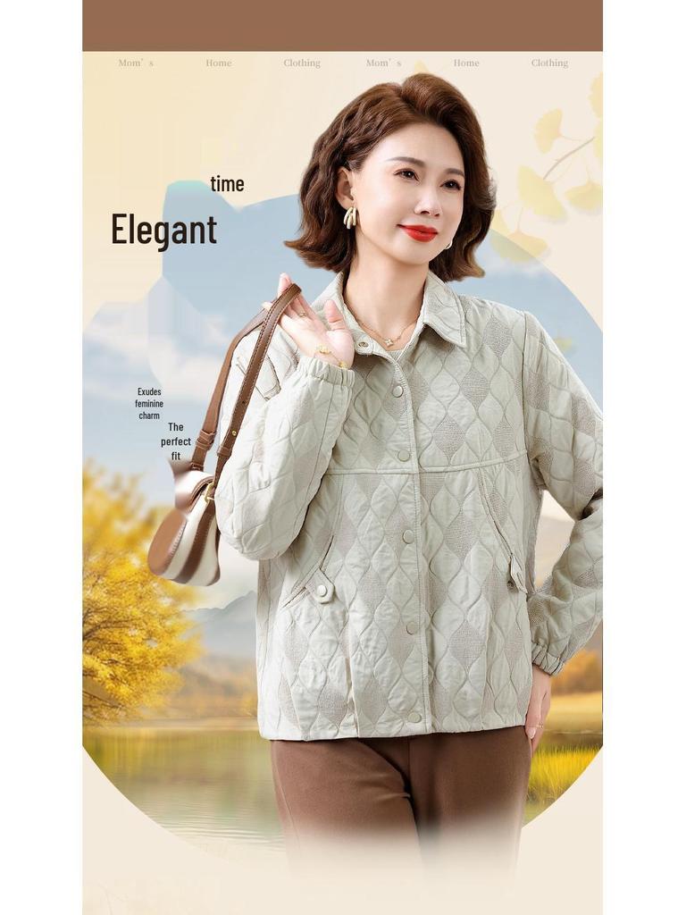 New Autumn/Winter Plus Size Lapel Jacket for Middle-Aged & Elderly Women - Casual Fashion