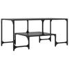  Coffee Table with Black Glass Top, 98.5x50x45 Cm, Steel