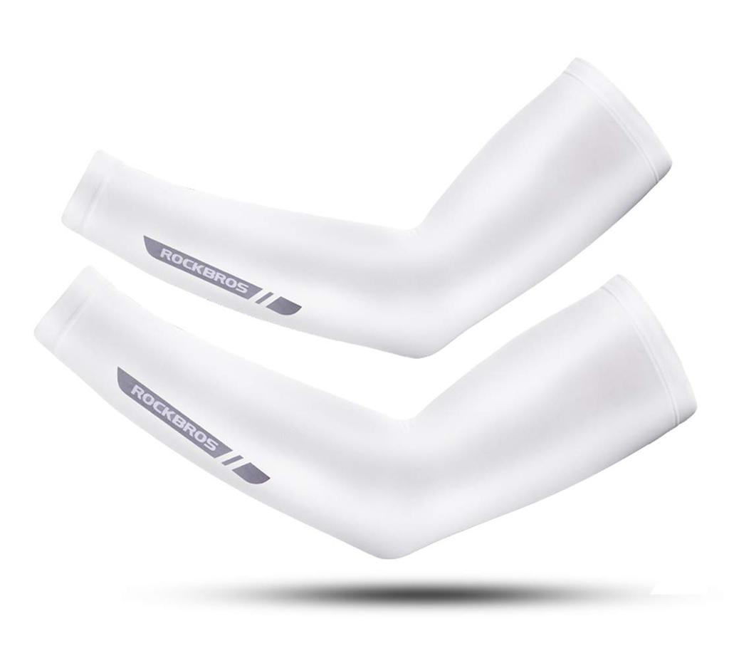 ROCKBROS Arm Covers for Cool Arm UV Arm Sweat Quick Sun For Both White Men, Sleeves, Anti-Slip, Protection, Covers, Absorbent, Drying, Protection,