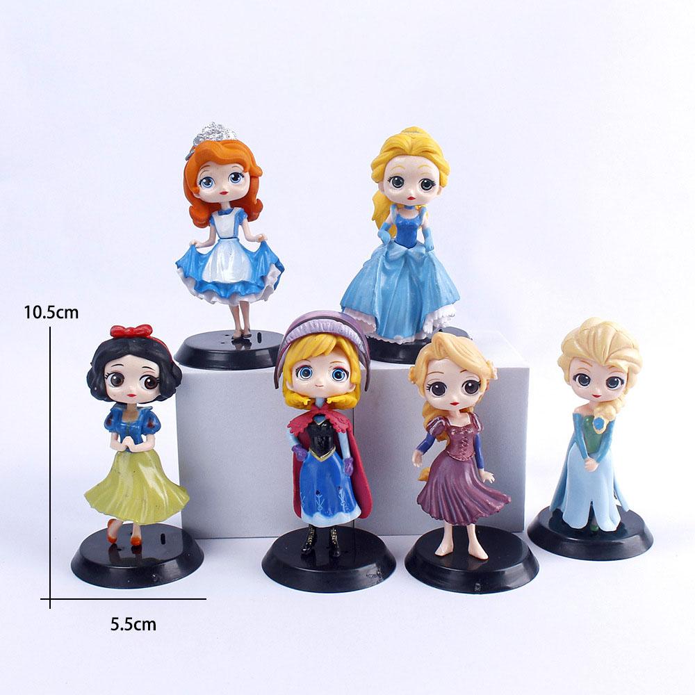 8 Peças/Conjunto Kawaii Princesa Q 9cm Rapunzel Branca de Neve Jasmine Mulan Ariel Figura de PVC Enfeites de Bolo Brinquedos Presente para Criança
