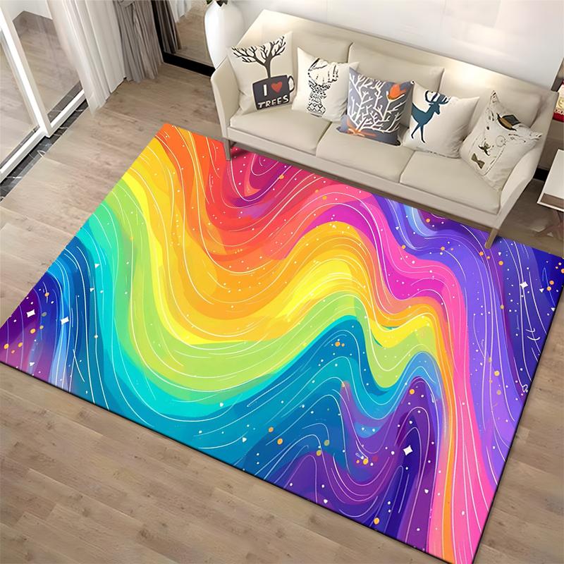 Rainbow Swirl Pattern Carpet for Living Room with Colorful Design Suitable for Use As an Anti-slip for Living Room Bedroom Sofas
