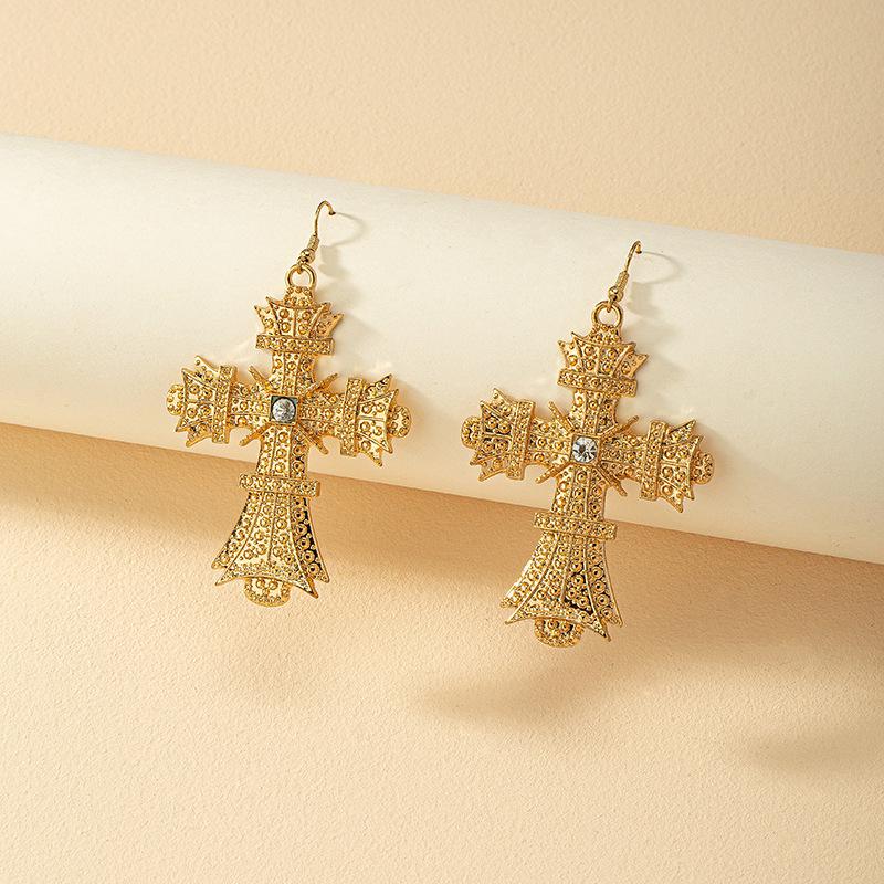 European & American Trendy Street Style Cross Drop Earrings for Women