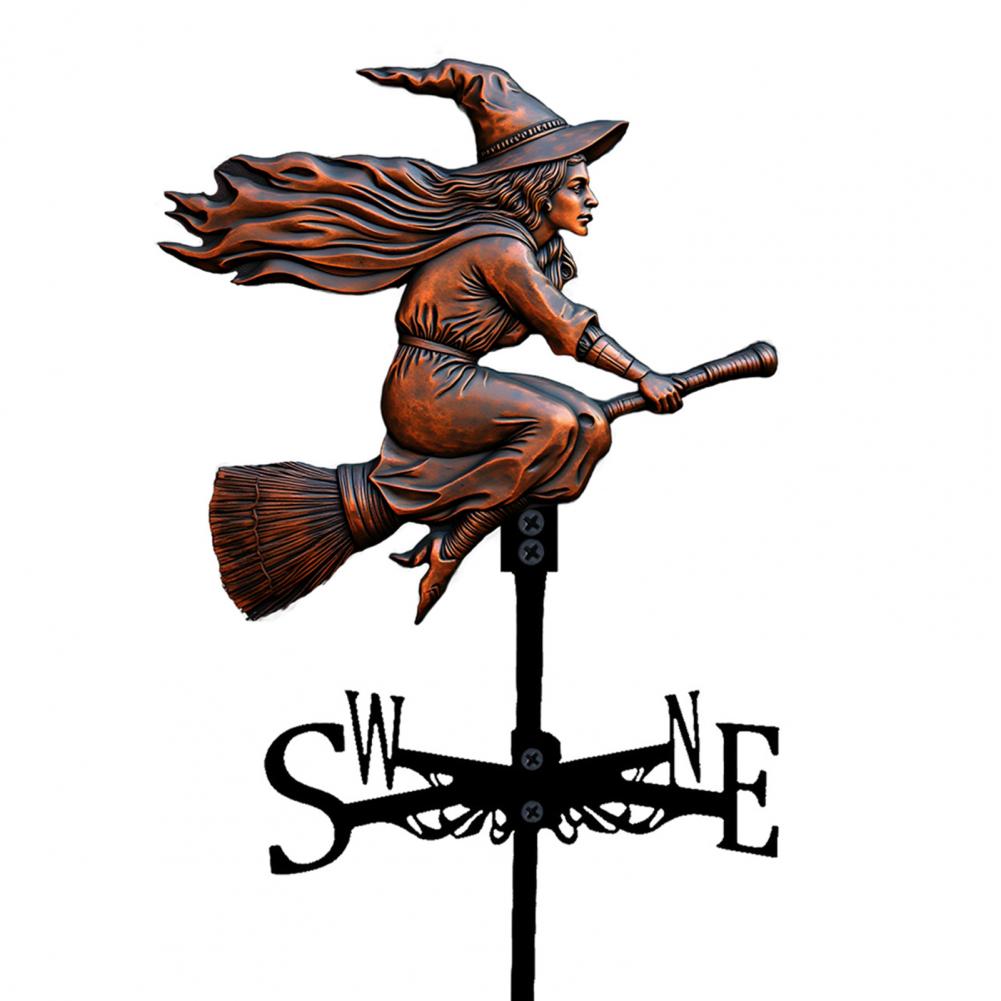

Metal Weather Vane Halloween Flying Witch Weather Vane for Outdoor Garden Decoration with Metal Direction Indicator Farm Yard коричневий