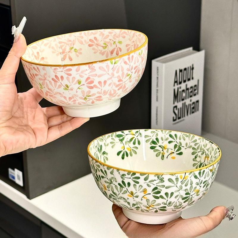 Ceramiczna Miska w Stylu Boho Kreatywna Retro Ręcznie Malowana Ceramiczna Miska do Zupy Anti-scald Domowa Kuchnia Noodle Ramen Naczynie Stołowe Miska