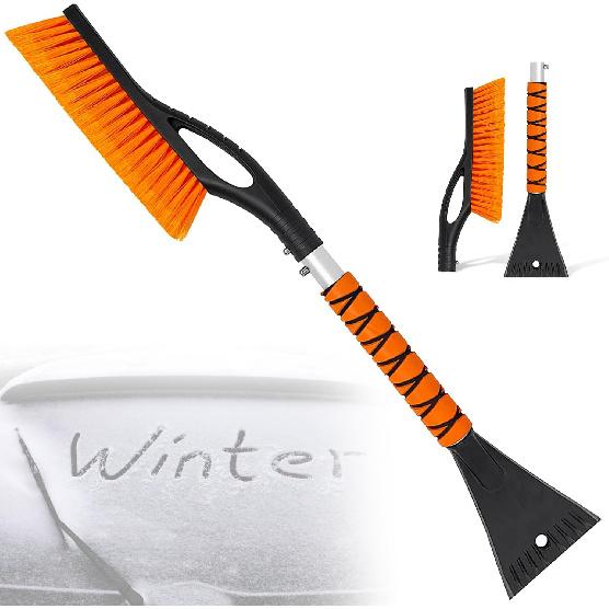 Snow Brush & Ice Scraper, 27 Inch, Ice Scrapers for Car Windshield, Detachable Snow Removal Tool with Ergonomic Foam Grip for Cars, Trucks, Suvs