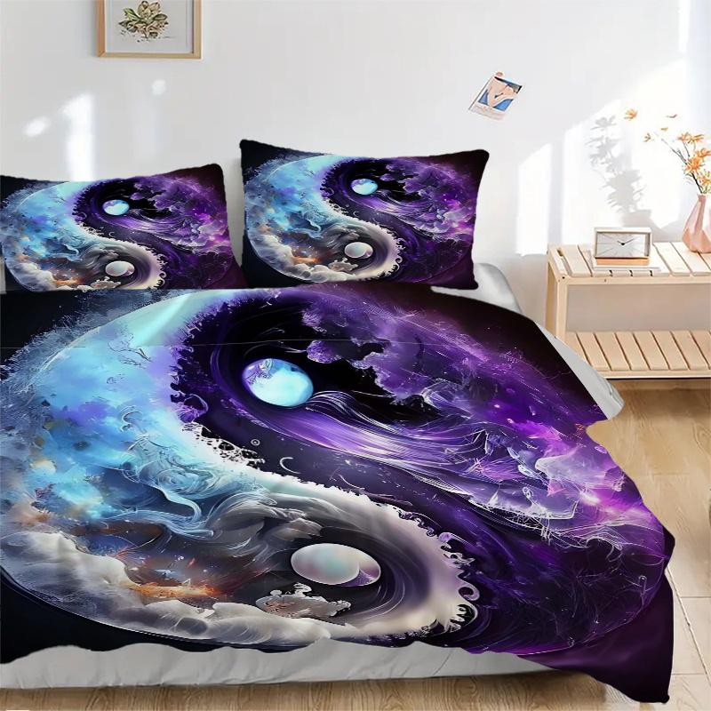 3pcs Yin Yang Harmony Bedding Set, Including 1 Quilt Cover and 2 Pillow Shams, Without Filling, Soft and Comfortable Home Bedroom Fabric, Fa