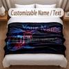 Music Guitar Theme Soft Blanket Personalized Custom Name Text Print Warm Blanket Home Sofa Bedroom Decor