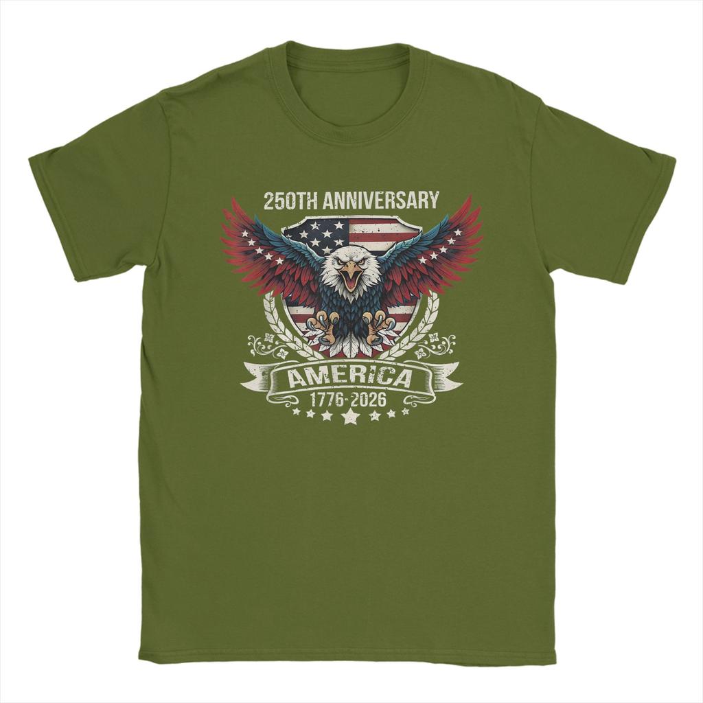 USA Independence 250th Anniversary 1776 2026 Patriotic Eagle Unisex T Shirts Tee Shirt Short Sleeve Round Neck TShirts Clothes