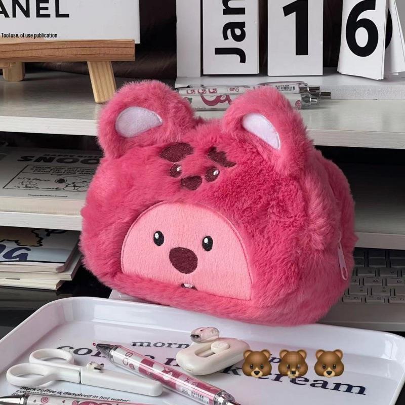 Large Capacity Cute Plush Pacha Dog Pencil Case for Middle School - Japanese Cartoon Girl Design