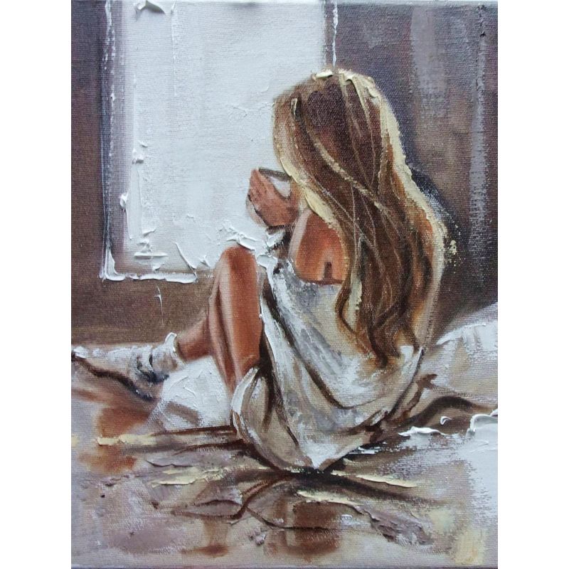 5D DIY Diamond Painting Seaside Girl Full Drill Round Diamond Embroidery Portrait Cross Stitch Mosaic Home Decor