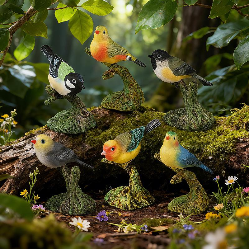 Lovebird & Finch Car Dashboard Animal Model Toy Ornament