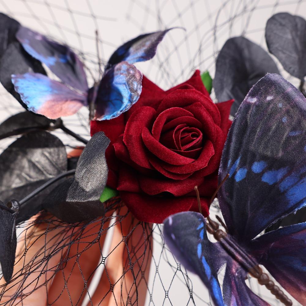 Elegant Halloween Hairpin Fashion Mesh Headpiece Creative Rose Hairpin  Halloween Party
