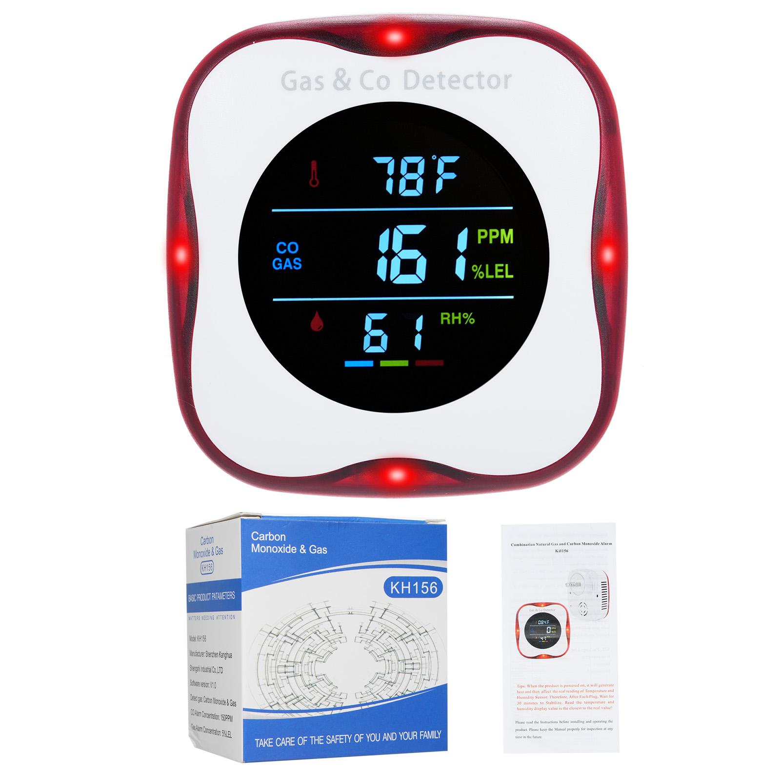 

4 в 1 подключаемый детектор угарного газа и комбинированный детектор природного газа CO температура и влажность красный/белый