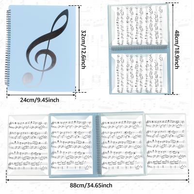 Sheet Music Folder 4 Pages Expand Piano Sheet Music Binder Elegant Spiral Music Binder Organizer A4 Size Writable Choir Folder