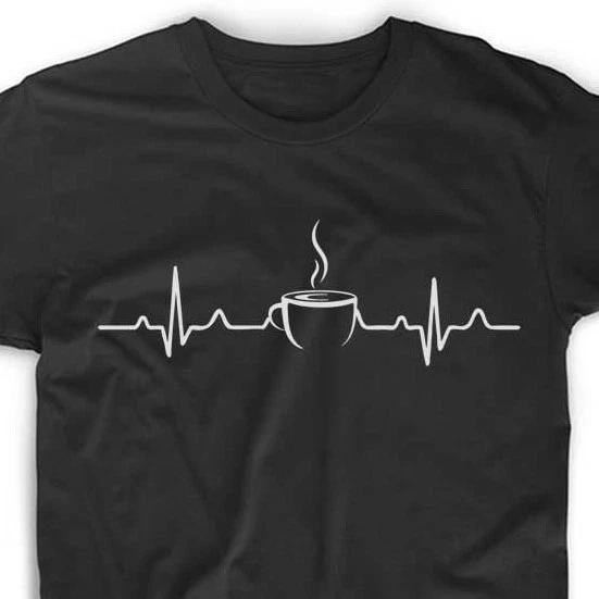 Coffee Heartbeat T Shirt Tee Caffeine Food Espresso Nurse Doctor RN Funny Cute 2XL