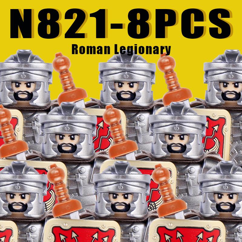 Medieval Military Rome Knights Building Blocks Castle Army Warrior Soldier Figures Crossbowman Shield Sword Legion Bricks Toys