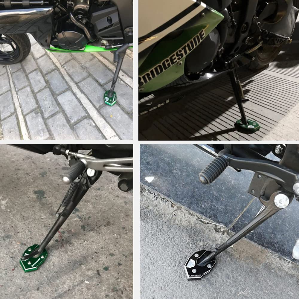 LEDISHUN Side Stand, Extended Plate Compatible with Kawasaki NINJA250, NINJA300, NINJA650, NINJA1000, ER4F, ZX6R,