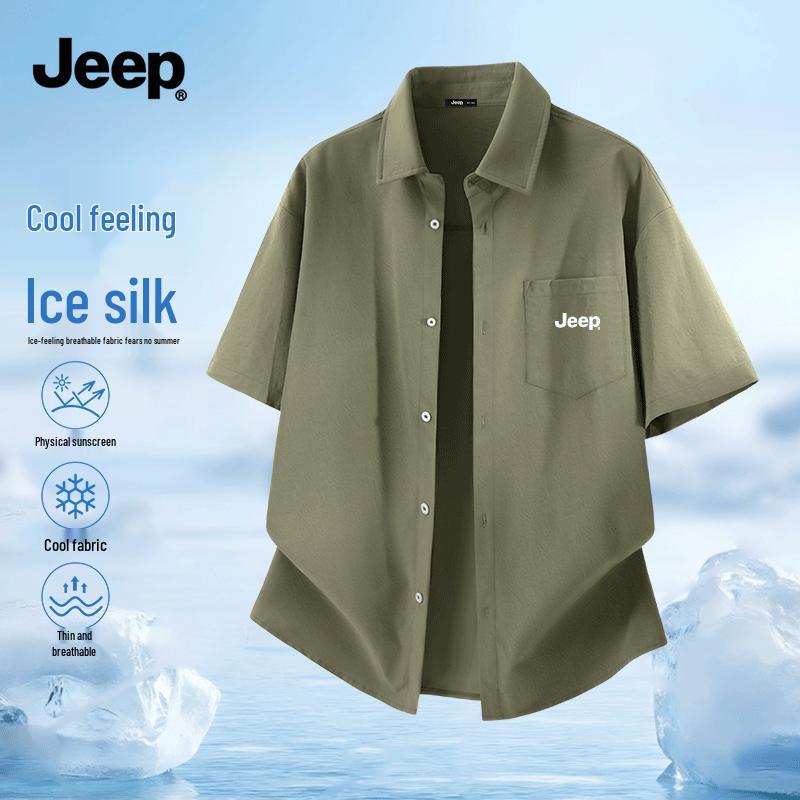 JEEP Men s Breathable Ice Silk Short Sleeve Shirt 4XL