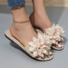 2026 NEW Summer Fashion Women's Flower Flat Slippers Casual Walking Shoes Dress Sandals Outdoor Beige Shallow