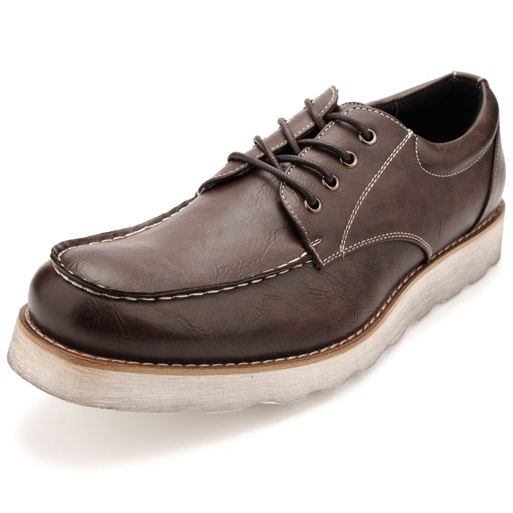 KIXSTAR Casual Wide Size Men's Shoes, Boots/Sneakers, Lightweight, Waterproof, Fit, 3E, Stylish, Brown, 26.5cm