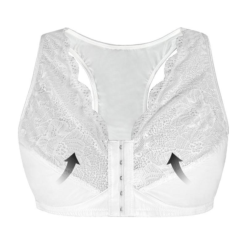 Large Size Bra Front Buckle No Wire Lace Breathable Comfortable Underwear Camisole Bra