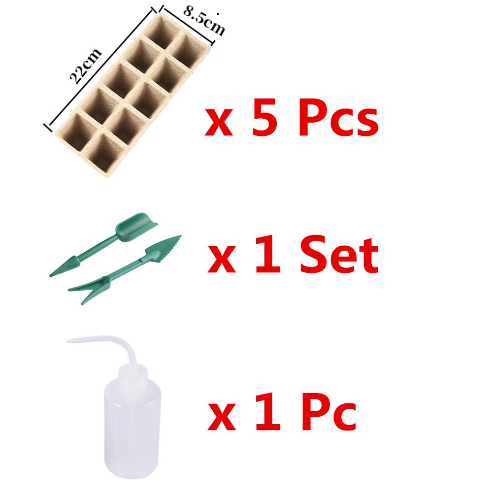 Garden Flowerpot 10 Cell Seedling Germination Cup  Biodegradable Paper Pulp Cup With Garden Shovel Fork Spray Bottle And Label