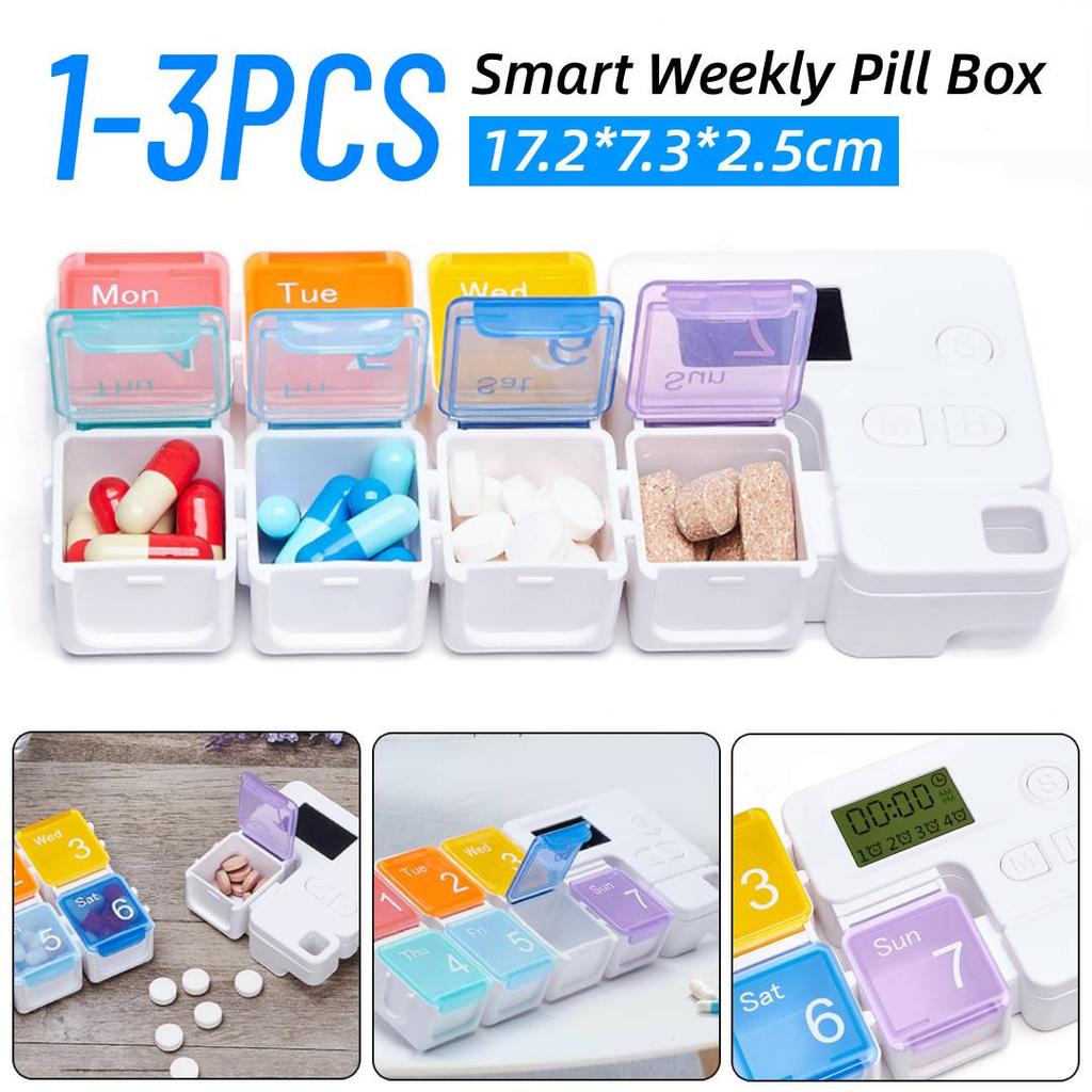 1/2/3PCS Smart Pill Organizer Box Electronic Timing Reminder Medicine Storage Case 7-Day Pill Organizer Pill Drug Container Home