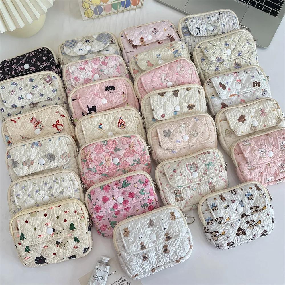 Cute Cartoon Quilted Cotton Makeup Bag Portable Lipstick Storage Organizer Bag Card Holder Mini Makeup Lipstick Storage Pouch