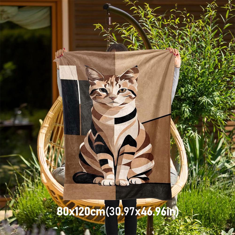

1pc cat pattern Outdoor Flannel Blanket Soft Warm All-Season Throw for Sofa Bed Car Camping Office, Cozy Gift Idea1273S 80x120cm(31x47inch)