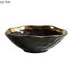 Irregular Gold-plated Edge Ceramic Steak Plate Salad Plate Dessert Plate Matte Thick Soup Bowl Restaurant Creative Tableware
