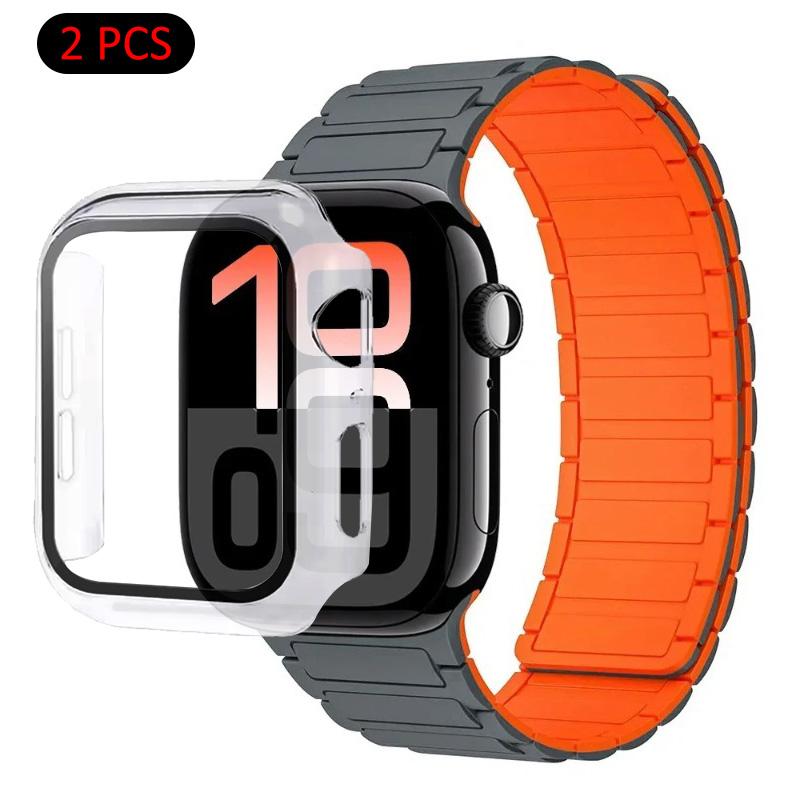 Silicone Strap+Case For Apple Watch Ultra 3/2/1 49mm 11 10 46mm 42mm Magnetic Band iWatch 9 8 7 45mm 41mm 6 5 SE 44mm/40mm Cover