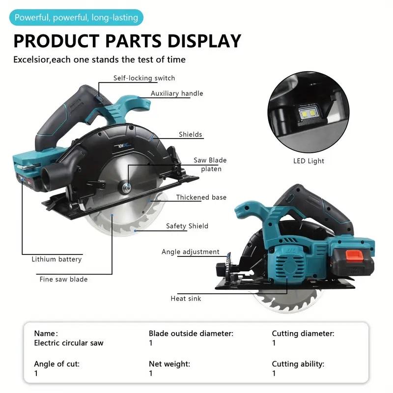 NEWONE 165 Cutting Circular Saw Brushless Tool with High Power and Fast Angle Adjustment, Suitable for Various Scenarios