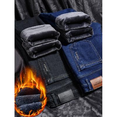 Frühling und Herbst Winter Neue Herren Plüsch/Regenbogen Jeans Schlankheits Gerade Stretch Business Vielseitige Lange Hosen