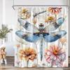 Dragonfly Floral Shower Curtain Insect Flower Wistera Plant Bathroom Decor Modern Polyester Bath Curtain with Hook with Hook