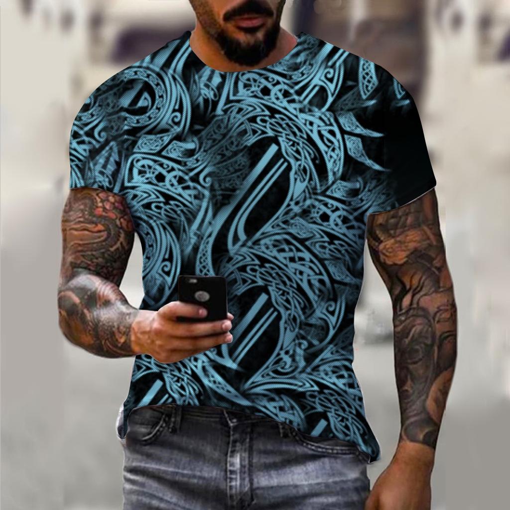 3D Printing 2025 New Year Snake Year Fierce Men's Casual Short Sleeve T-shirt Comfortable Breathable Retro Printed Short Sleeve