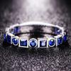 WOSIKATE Simple Row-set Synthetic Sapphire Ring For Women  Silver-plated Fashion Jewellery Vintage Engagement Finger Ring
