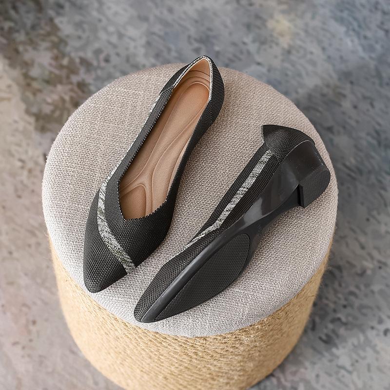 Fashion Women Wedge Increase Knitting Shoes Summer New Pointed Casual Slip On Comfortable Loafers Shoes Female Breathable Walking Shoes