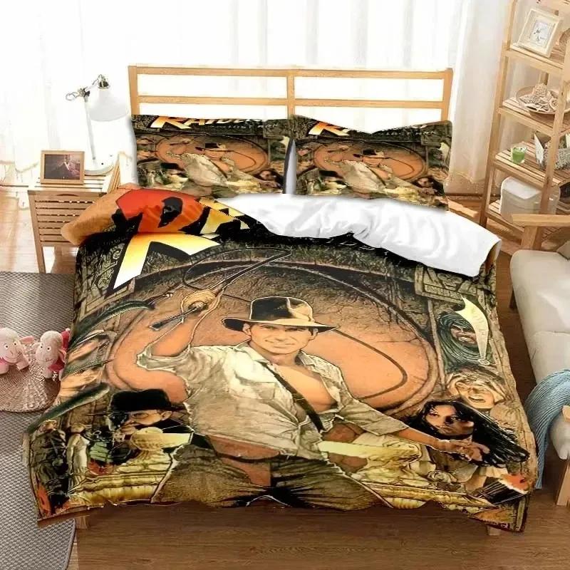 Indiana Jones L'Ultima Crociata Set Biancheria da Letto Elegante Singolo Matrimoniale King Size Camera da Letto Ragazzi Copripiumino Set Copripiumino Regalo