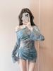 Strict 2026 Three-Piece Korean Style Women's Swimsuit with Cover-up - Slimming, Tummy Concealing, and Conservative Fit