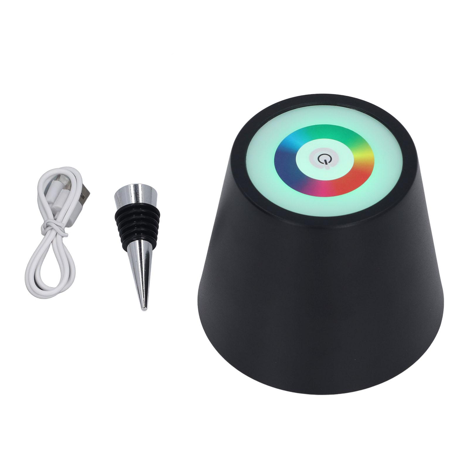 

Беспроводная лампа для бутылок с 3 цветовыми температурами RGB, плавной регулировкой яркости, перезаряжаемая сенсорная светодиодная лампа для бутылок вина чёрный